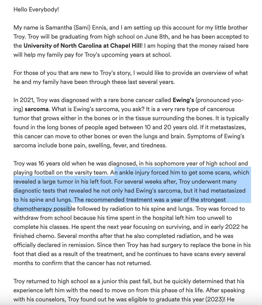 janiesaysyay's tweet image. Fall 2021 16yr old, Ewing Sarcoma, large tumor in foot, metastasized to spine and brain. &amp;gt;
#CorrelationNotCausation