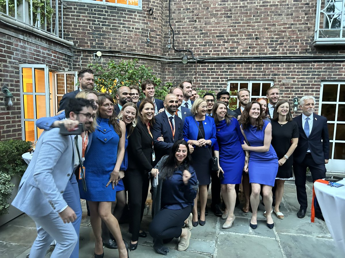 Djeyhoun's tweet photo. With the #UNGA78 #HighLevelWeek concluded, a moment of celebration with KNL Principals and the amazing  team at the Netherlands Mission to the #UN. A lot of hard work went into the preparation of the week; a lot more to be done to follow up on discussions, agreements, debates. https://t.co/jL9hofQpP2
