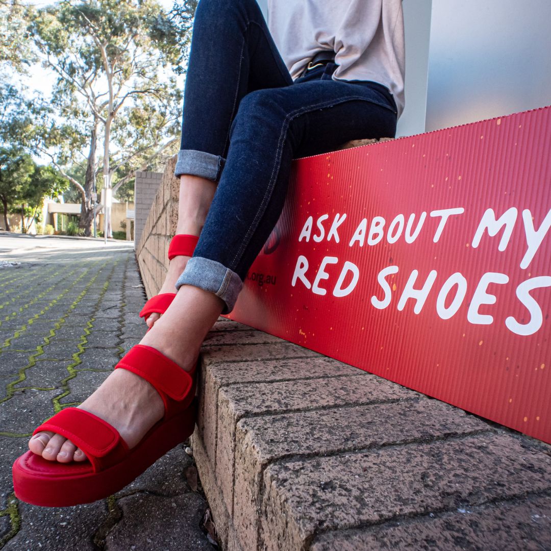 FAREAustralia's tweet image. We LOVE the shoes! FASD advocate Jessica has been rocking her red TWOOBS for #FASDAwarenessMonth 👠 

Jessica shared her story with FARE about being diagnosed with #FASD at age 33, and how it helped her better understand herself.
