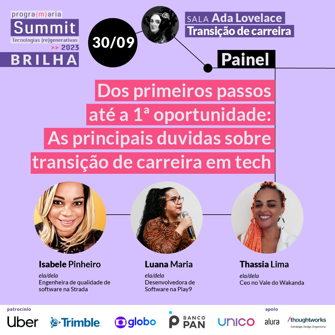 programaria's tweet image. #PrograMariaSummit2023 confira uma parte do que vai rolar nos próximos dias!!✅ Ingressos gratuitos On-line 🎟️ Um dia presencial com ingresso a venda ainda disponíveis!✨  Ingressos aqui: buff.ly/3YbonO9