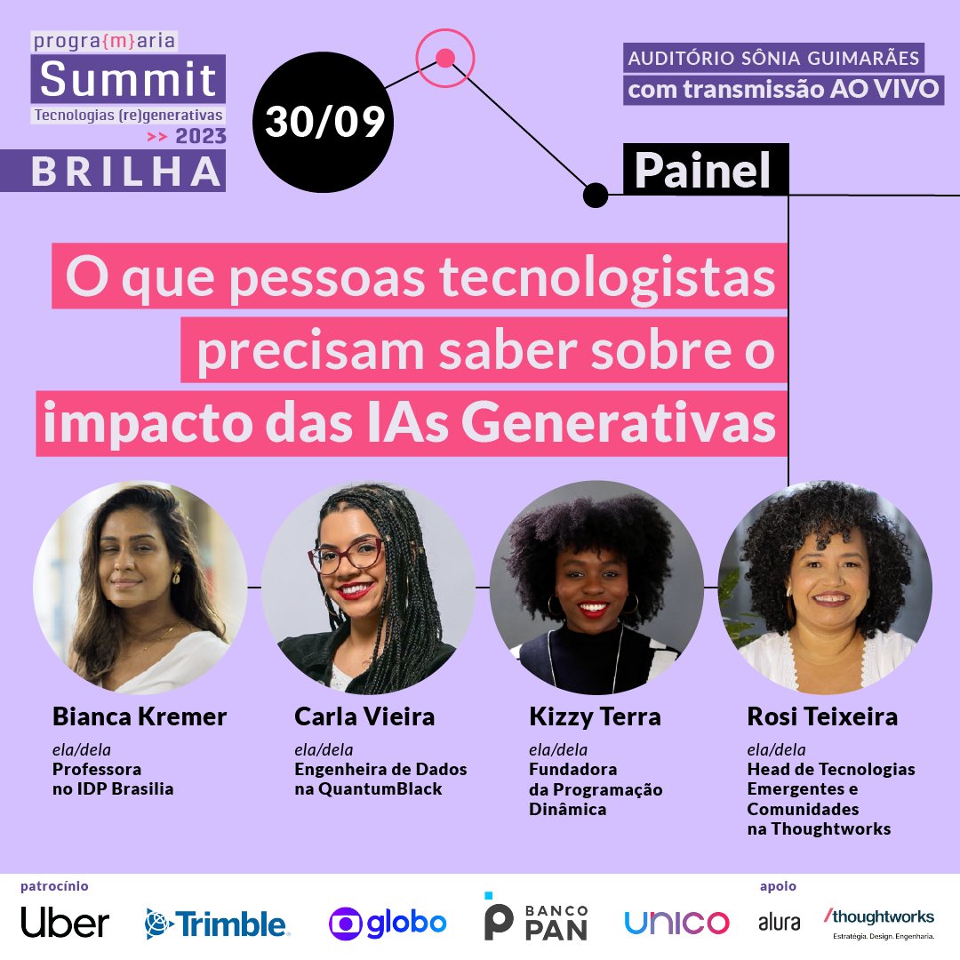 programaria's tweet image. #PrograMariaSummit2023 confira uma parte do que vai rolar nos próximos dias!!✅ Ingressos gratuitos On-line 🎟️ Um dia presencial com ingresso a venda ainda disponíveis!✨  Ingressos aqui: buff.ly/3YbonO9