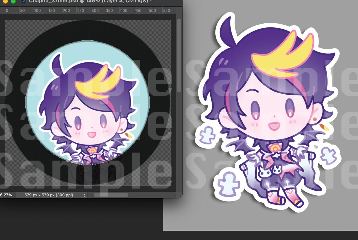 button + mini sticker!! #YaminoArt