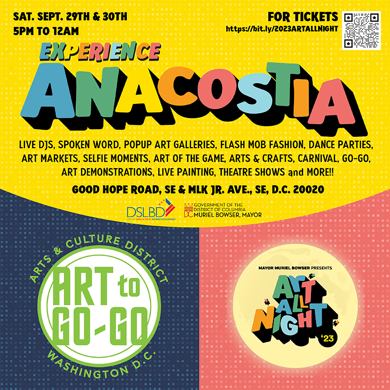AnacostiaPHouse's tweet photo. ART ALL NIGHT
SAVE THE DATES: September 29th and 30th!
#Anacostia #DMV #DMVArt #Art #Theater #TheaterLife #TheaterArts #Actors #Musicians #Performers #PerformersLife #ArtsDistrict #CultureDistrict @dcartallnight #ThePlayhouseAnnex #AnacostiaDriveThruArtGallery #Artists https://t.co/i1MBKg47yh