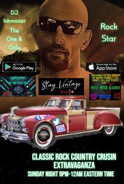 cmon yall its sunday and its classic rock n country crusin the  extravaganza dj inkmaster sees u get the mud trucks crunked  up and come with me and lets go cruisin to the classics on s7.citrus3.com:2020/public/staticx…   from 9 to 12