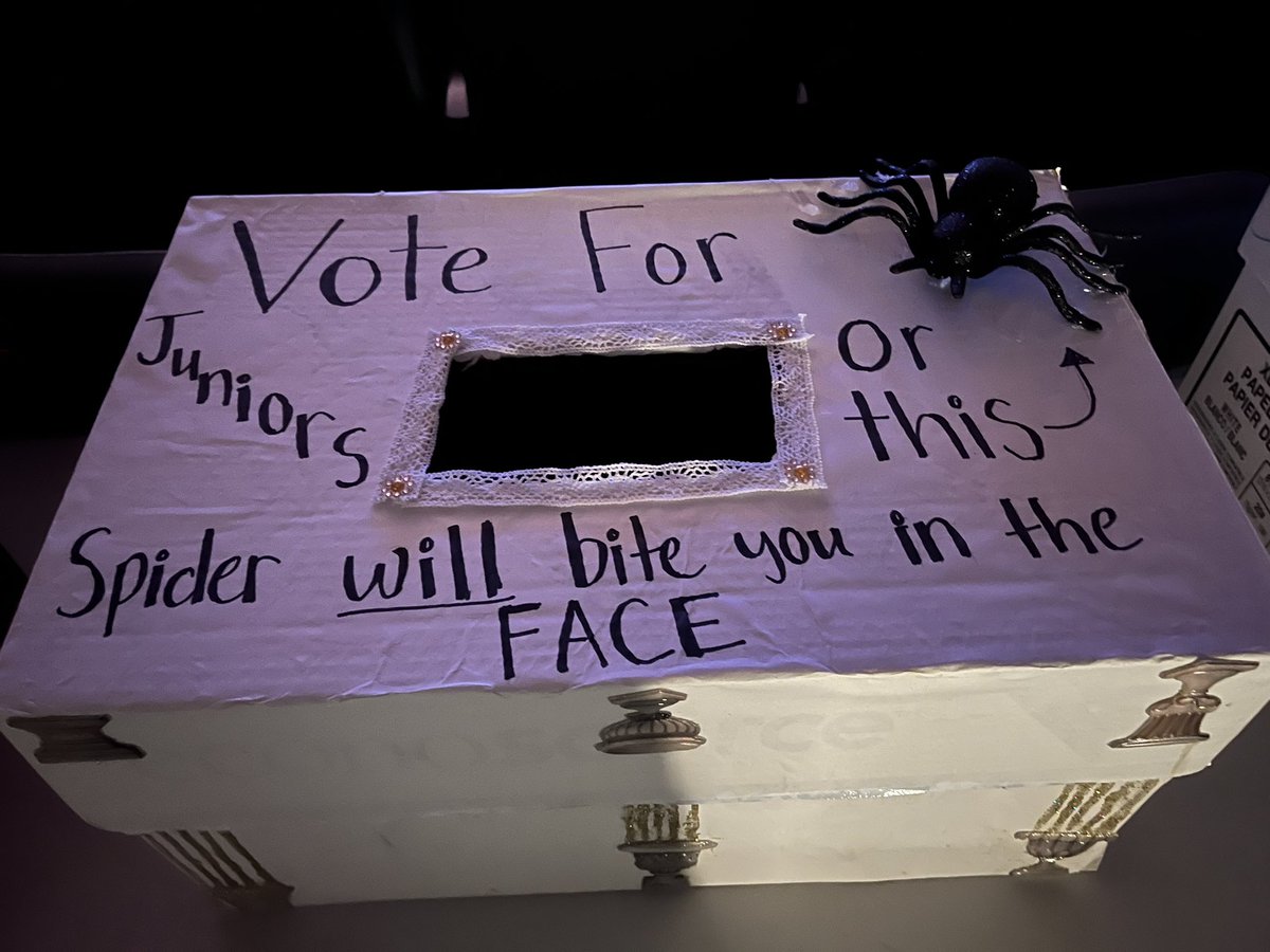DettmannLisa's tweet photo. Juniors! Look for this voting box tomorrow at Battle of the Thespians, 6-9 in the auditorium. Admission is $5.00. Vote for the People’s Choice and earn points for HOCO. #eahsgo #1Herd #ElmerElk #HOCO23 https://t.co/Qsx9xPWOB8