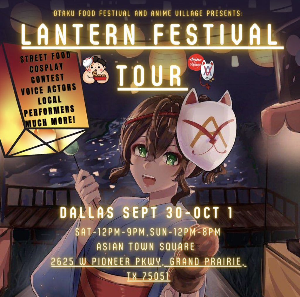 Hey y’all! I’m gonna be appearing at Anime Village for the Lantern Festival on September 30th through October 1st! My first ever appearance! Hope to see you guys there! It’ll be a great time!