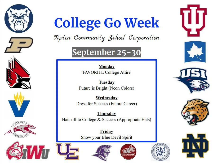 TiptonMiddle's tweet photo. Celebrate College GO Week at TMS this week! https://t.co/pdmuweiJ51