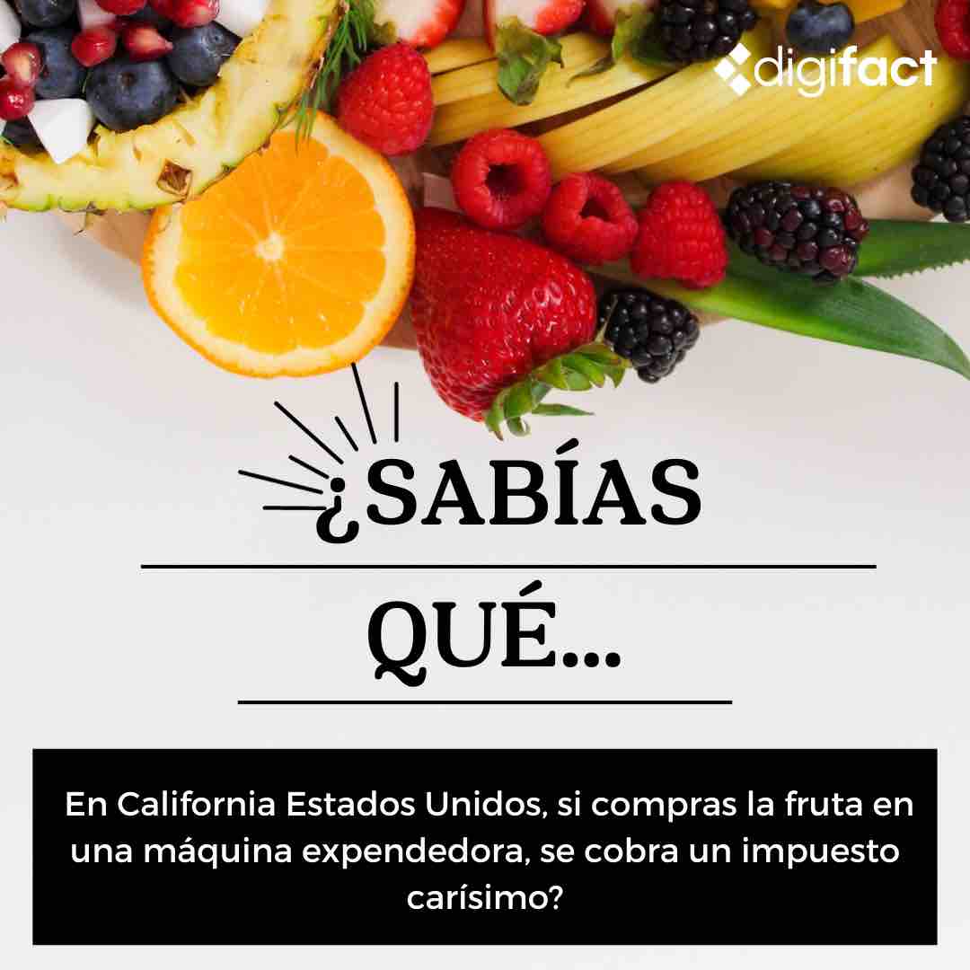 DigifactPac's tweet photo. ¿Sabías que… En California Estados Unidos, si compras la fruta en una máquina expendedora, se cobra un impuesto carísimo?

Ya que se aplica un impuesto del 33% a la fruta comprada en máquinas expendedoras. https://t.co/tiv3QPvpMh