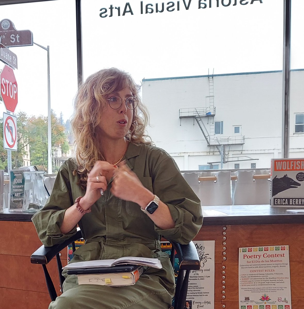 writer_guild's tweet photo. The expressive &amp; inquisitive @ericajberry kept us on the edges of our seats as she concluded her residency, sponsored by The Writer's Guild &amp; AVA. We loved hearing about your latest project. Come back to Astoria anytime! @literaryarts @daylejean #writingcommunity #amwriting https://t.co/qWxtUmsiEJ