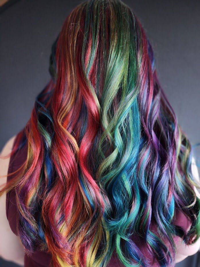 catemonsterq's tweet photo. The rainbow hair can't be stopped. I love it so much. https://t.co/lUlDWbi71W