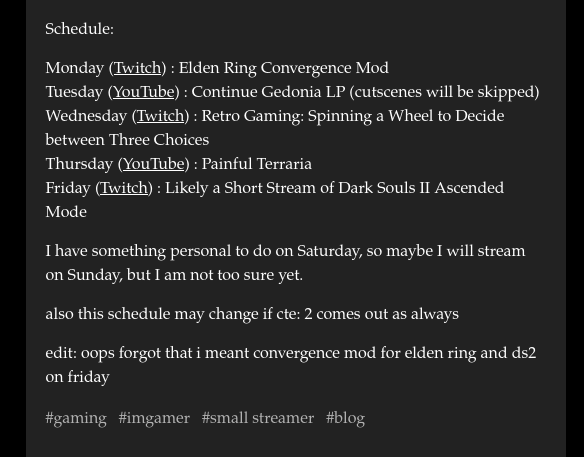 SiegBalicula's tweet photo. yo this website fucking sucks so bad
you CANNOT edit posts without paying, so here a NEW post
schedule: https://t.co/YIKFBeqnCL
#smallstreamer #gaming #imgamer #Schedule https://t.co/B8nQbkc6gX