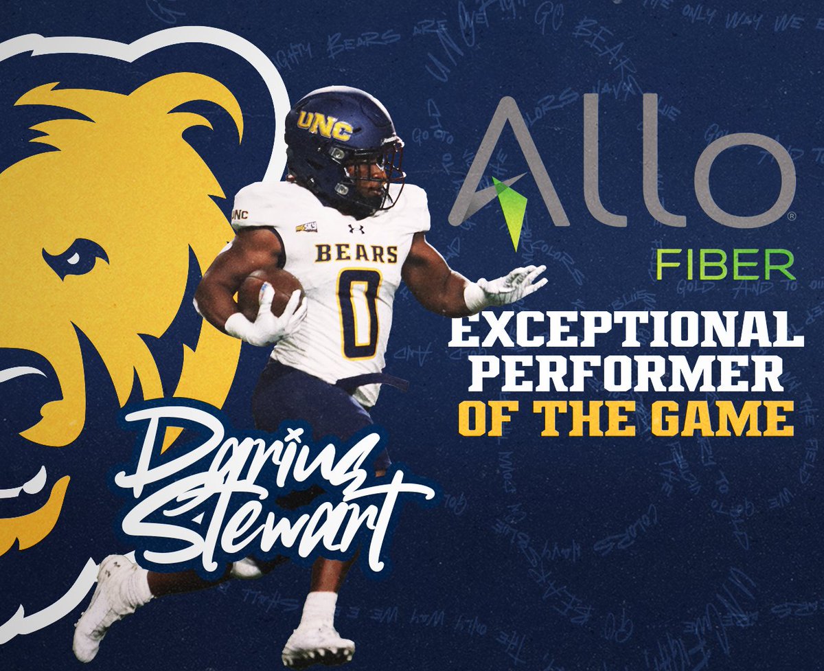 With 124 yards and a score on 14 carries (8.9ypc!), Darius Stewart <a href="/Coolerthanred1/">Darius Stewart</a> is the <a href="/Allo/">Алло</a> Exceptional Performer of the Game! 

See him this Saturday when the Bears return home for Latinx Heritage Day at Nottingham #VamosOsos #GetUpGreeley