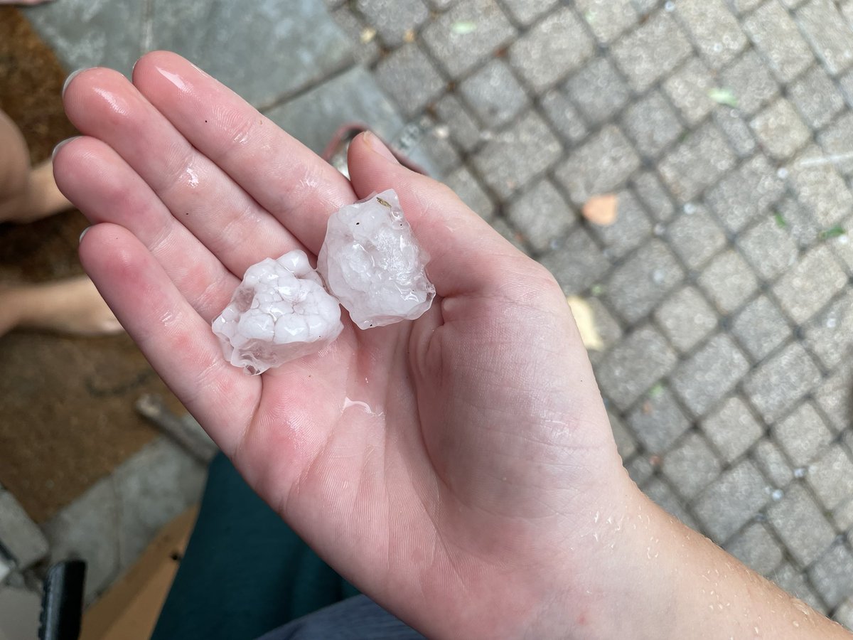 gaultney's tweet photo. @wfaaweather Huge hail in North Dallas just after 6:30 p.m. https://t.co/95Y53KJ6aF