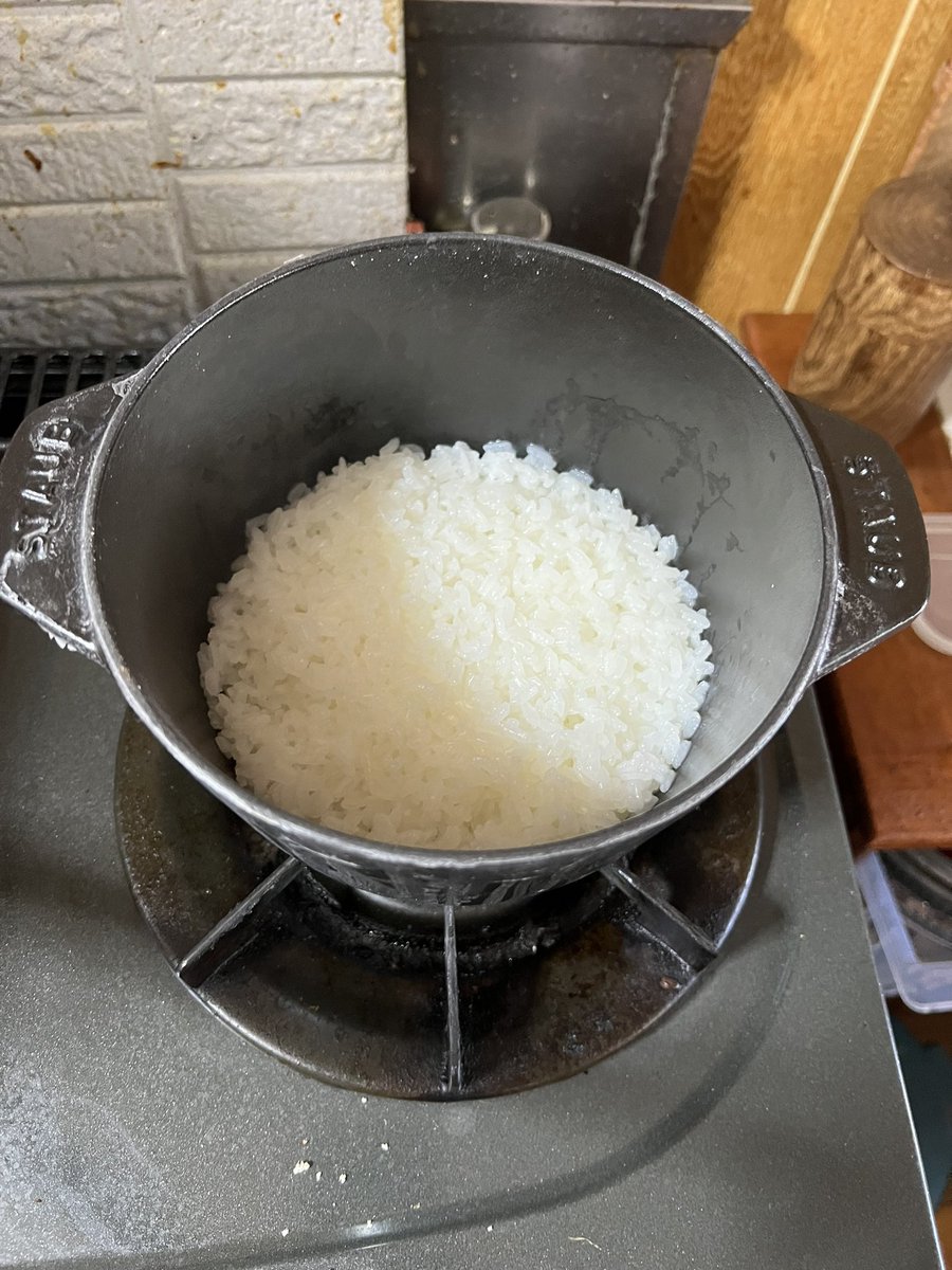 ストウブで初炊飯🍚

1合でもめっちゃ美味しく炊けた☺️