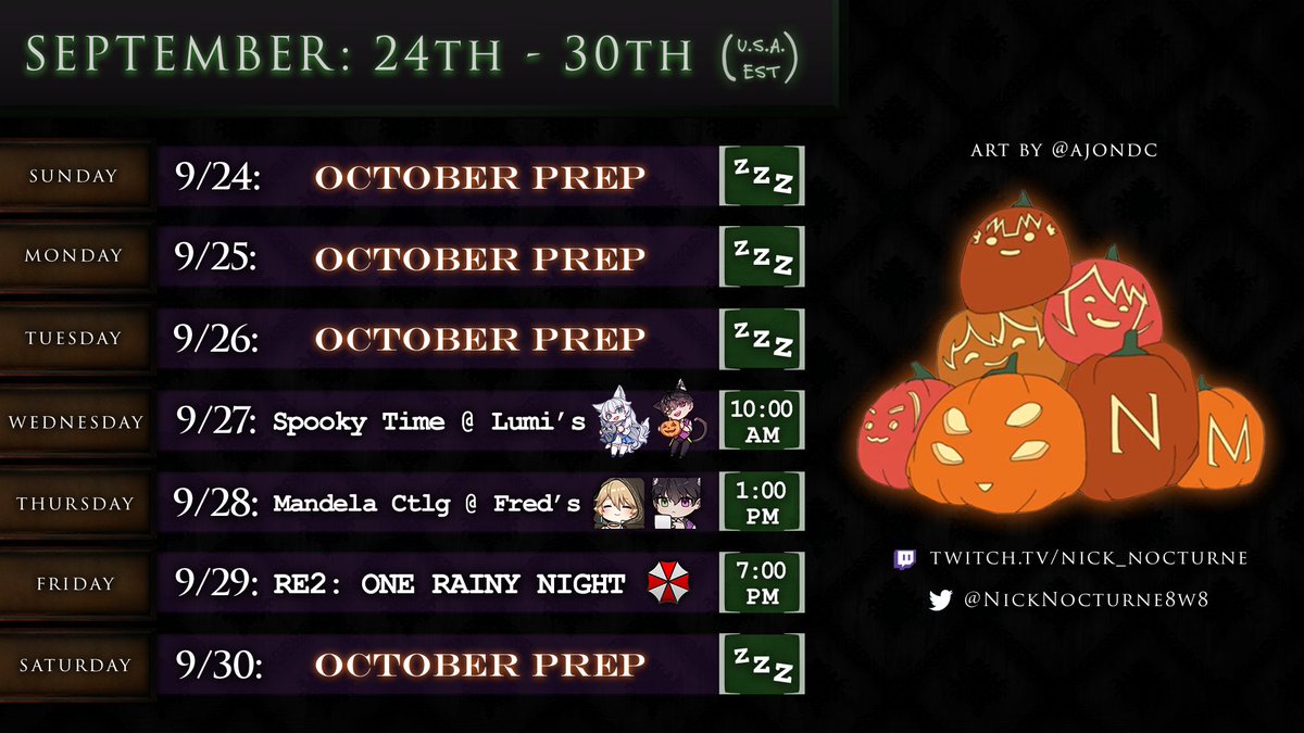 NickNocturne8w8's tweet photo. Collabs &amp; Prep🎃 

Twitch: https://t.co/uAWeAyuNEW
Nick AL YouTube: https://t.co/V70ohqeFtx 
General: #NickNocturne
Live: #lilinStream
Art (General): #NickTreats
Art (NSFW): #NickTricks
Memes: #NickBleps
Clips: #NickClipturne
Oshi Mark:🐈‍⬛🎙️
FAMILY: #AstraLine
Cosplay: #NickForm https://t.co/fYRFbvQAdu