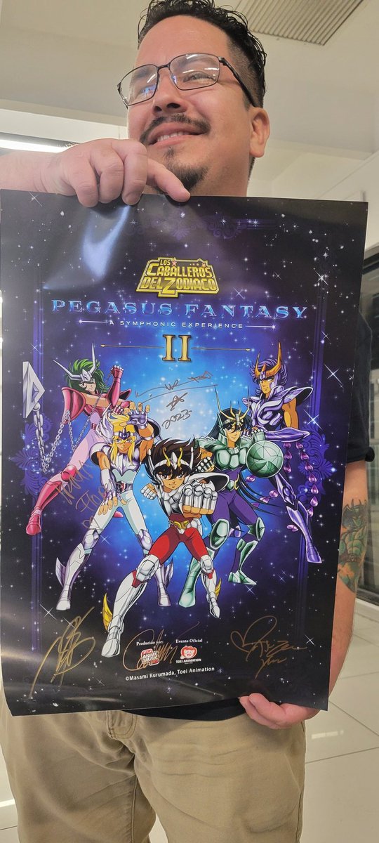 CaballeroJunini's tweet photo. El #Junini Héctor logró completar todas las firmas del elenco del #PegasusFantasyII 
#SaintSeiya https://t.co/sCGk0zyzfg