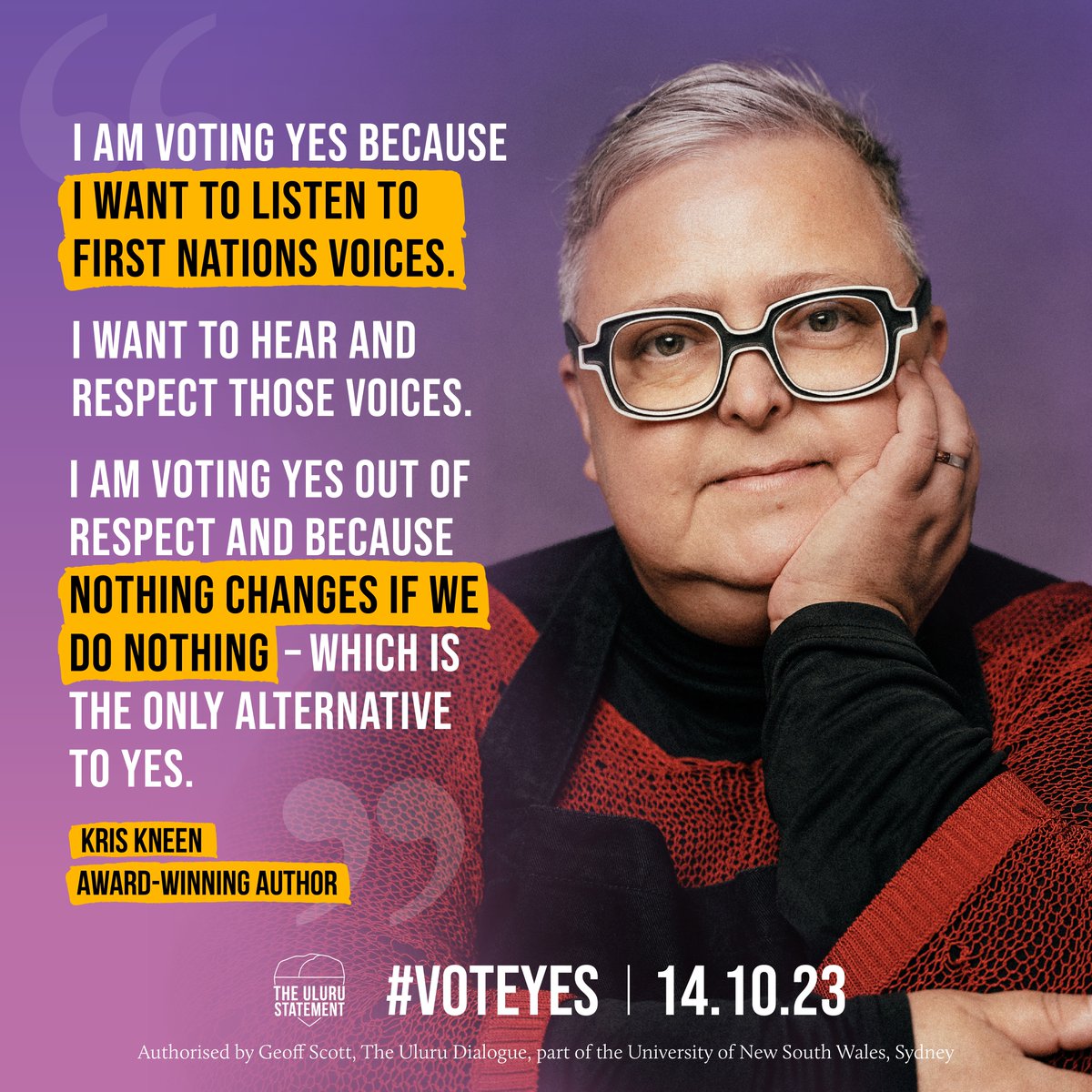 ulurustatement (@ulurustatement) on Twitter photo 💬 "Nothing changes if we do nothing." - <a href="/krissykneen/">Kris Kneen (they/them)</a>
Stand with us to create positive change for First Nations people by voting YES on October 14.
#HistoryIsCalling #VoteYes #VoiceToParliament 💬 "Nothing changes if we do nothing." - <a href="/krissykneen/">Kris Kneen (they/them)</a>
Stand with us to create positive change for First Nations people by voting YES on October 14.
#HistoryIsCalling #VoteYes #VoiceToParliament