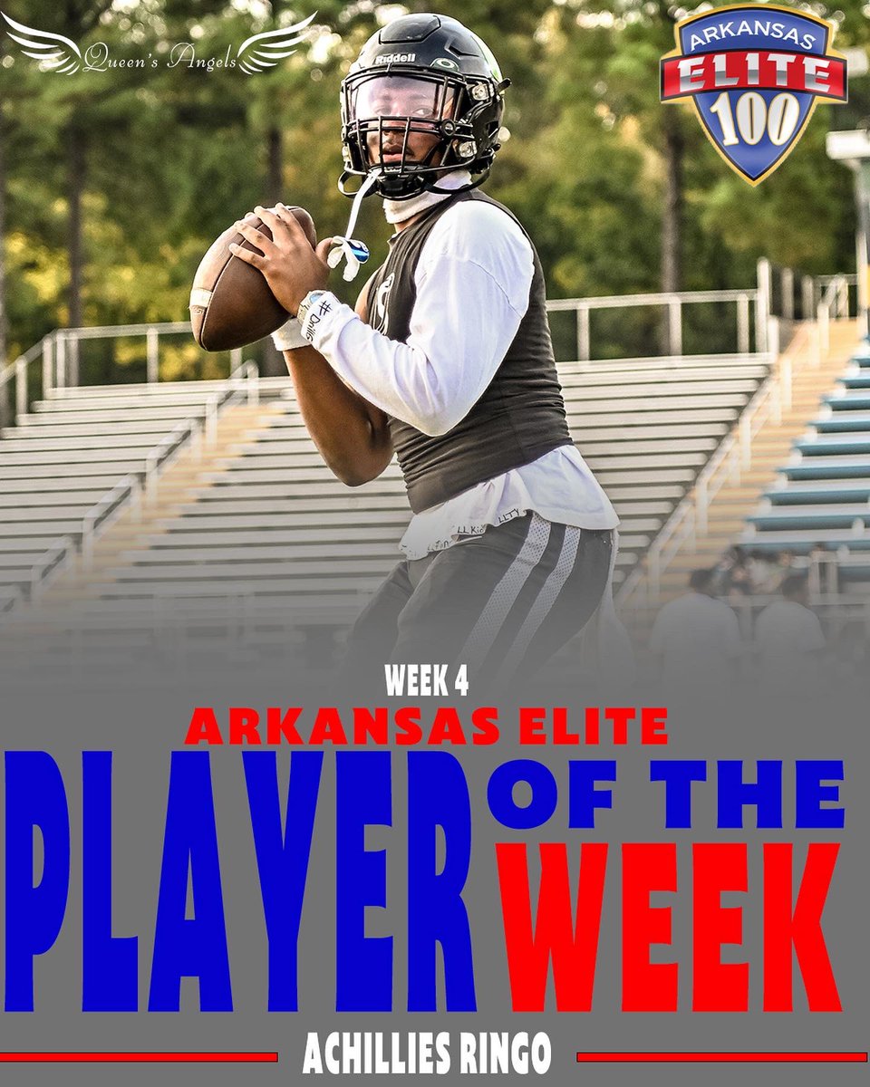 ArElite100's tweet image. 🚨Arkansas Elite Player Of The Week🚨

@Achilliesringo2 led his team to a victory, throwing a game winning touchdown and putting up great numbers. The @millsufootball remains undefeated!
@LeotisHarris2 @EarlGill10 @JaidTaylorLive 
📸 @isaac_shelor