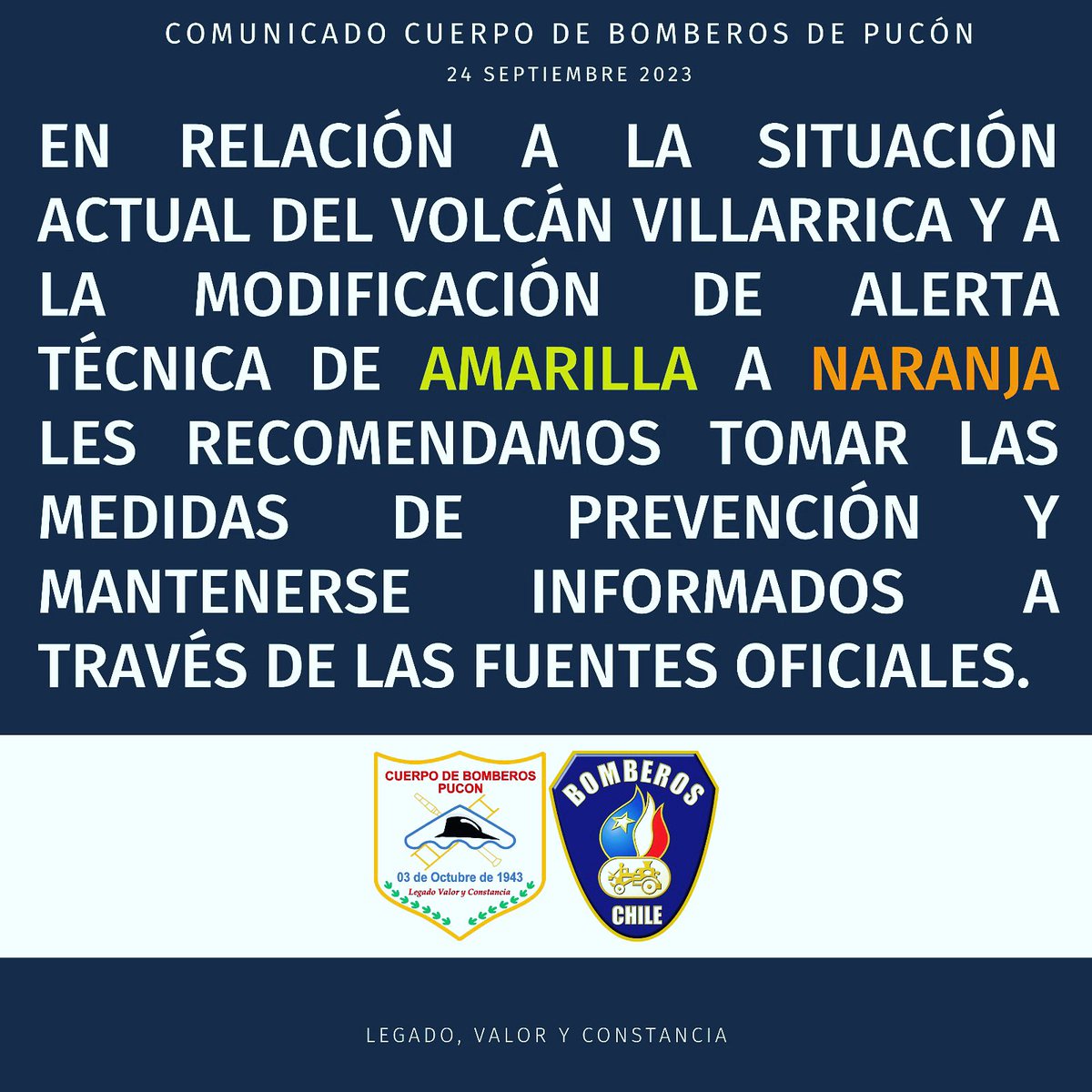 bomberospucon's tweet photo. ✅Recuerden que la prevención es tarea de todos , siempre mantener la calma , portar kit de emergencia y seguir las instrucciones . https://t.co/QxsWCTK4AM