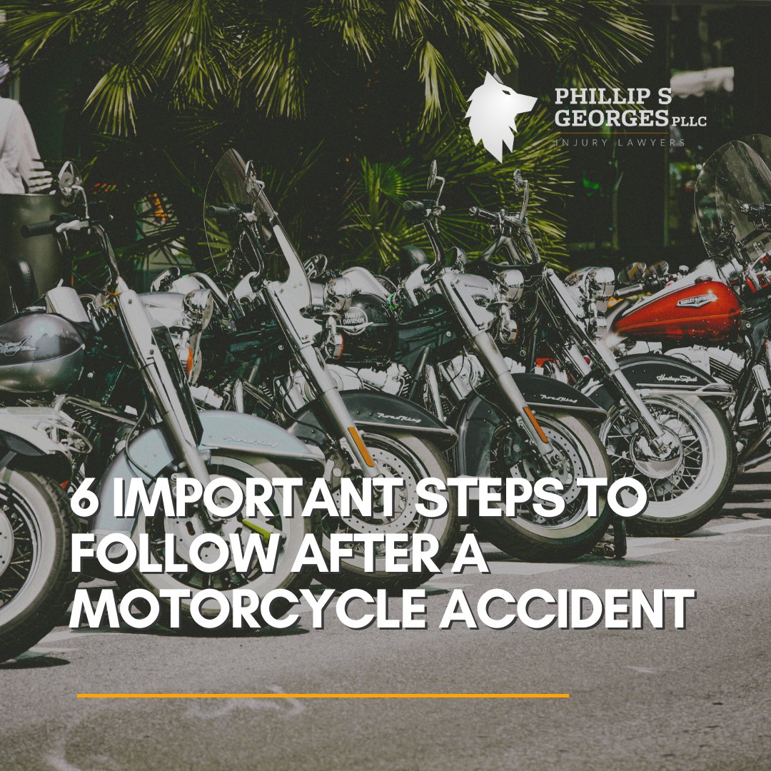 Read about six essential steps you should take after a motorcycle accident, from getting off the road to getting help from an experienced motorcycle accident lawyer like our experts at The Wolf Pack™. wolfpacklawyers.com/6-important-st…