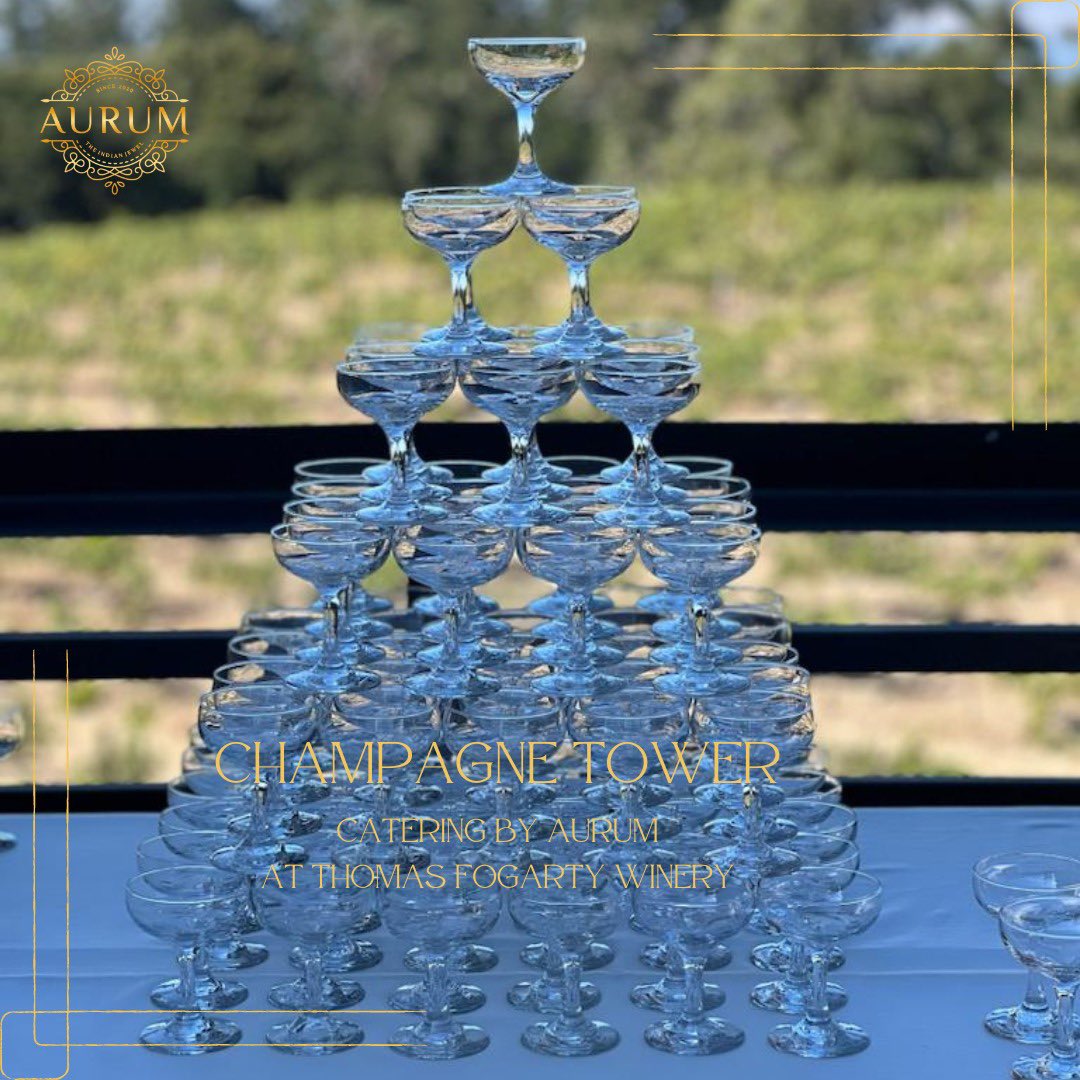 Cheers to Last Night's Bubbly Extravaganza! 🥂Our champagne tower at Thomas Fogarty Winery was a sparkling success Elevate your next gathering with Aurum Catering. Your delectable journey begins here. Inquire now! aurumca.com/Cateringmenu.h… #AurumCatering #CulinaryExcellence