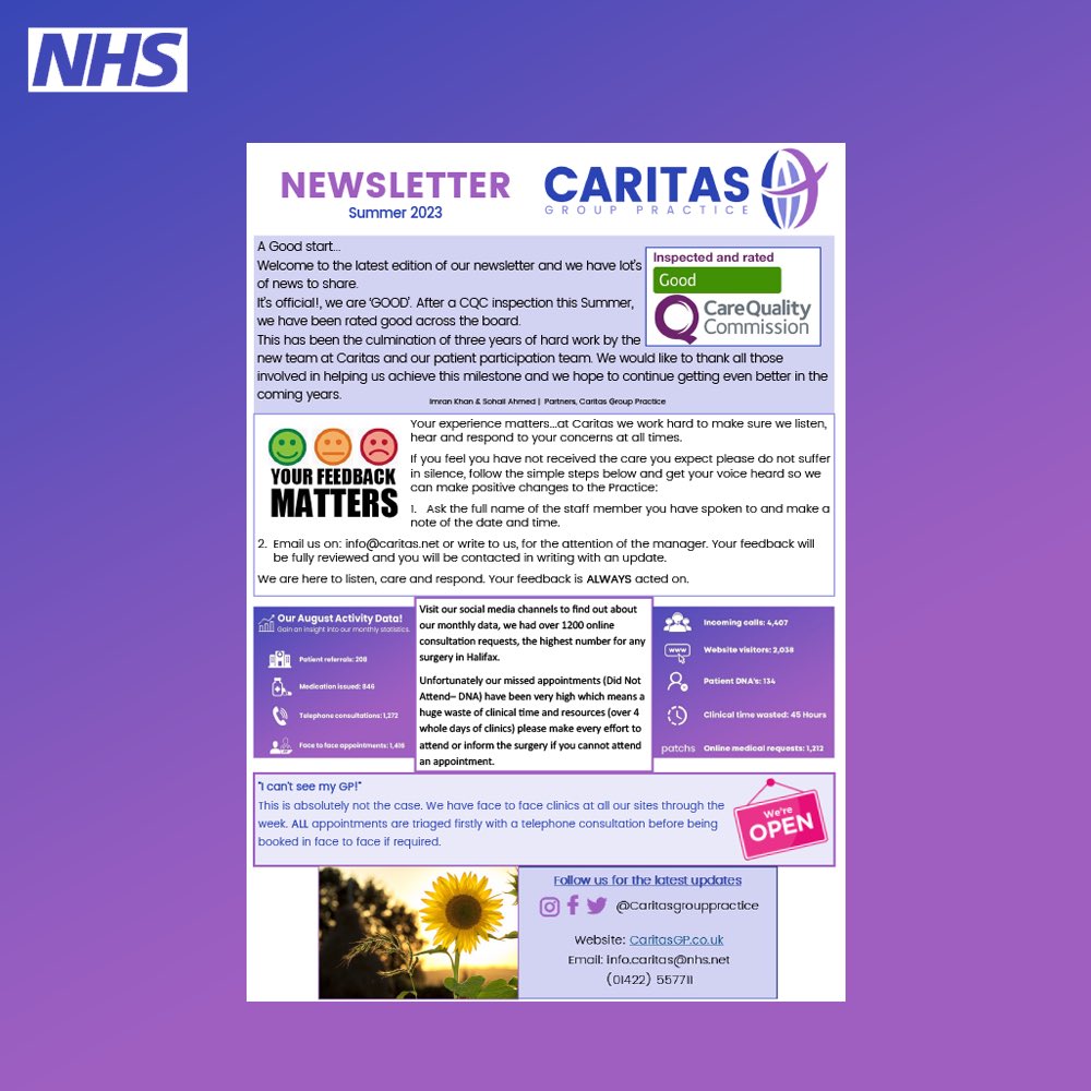 CaritasPractice's tweet photo. 📰 ☀️ Our 2023 Summer Newsletter is here, packed with latest updates and improvements. Read our newsletter here: https://t.co/dkXafXQiy1  #SummerNewsletter #StayInformed #Summer2023 https://t.co/sABbrSg6lU