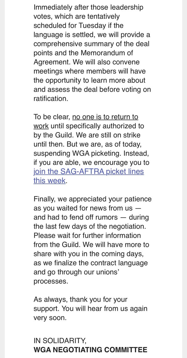 Here’s the #WGA member email in its entirety: