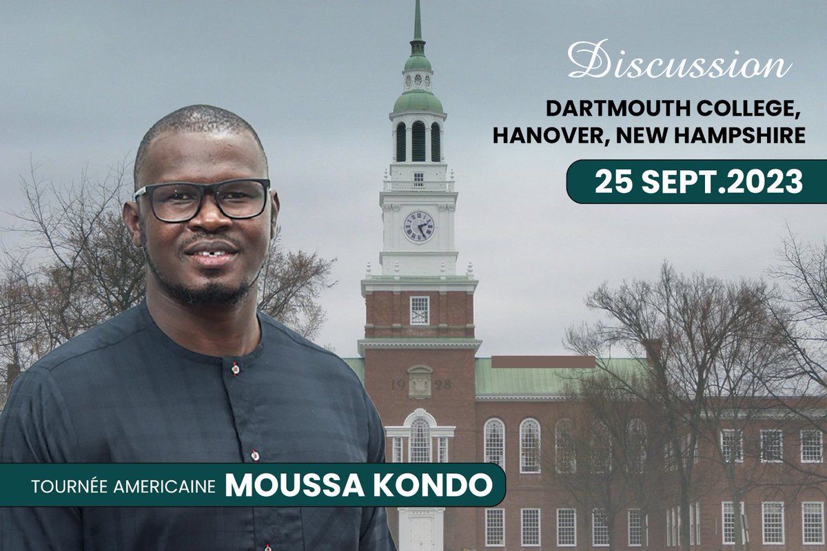 Kondoba's tweet photo. Merci à @dartmouth de me recevoir pour discuter de ce sujet important global. 
Je me retrouve ici 8 ans après  #YALI de @WashFellowship 
Il n’y a pas de bonne guerre ni une mauvaise paix, engageons nous tous pour une paix durable au Mali.
@USEmbassyMali @IREXintl https://t.co/JL6dGh2nQl