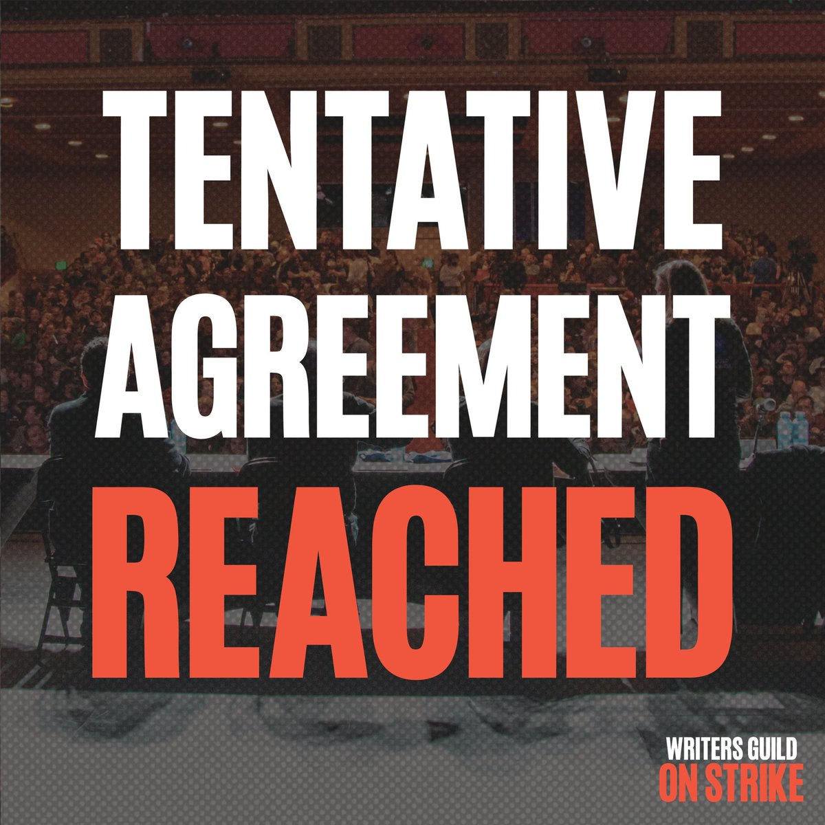 The WGA and AMPTP have reached a tentative agreement. This was made possible by the enduring solidarity of WGA members and extraordinary support of our union siblings who stood with us for over 146 days. More details coming after contract language is finalized. #WGAStrike