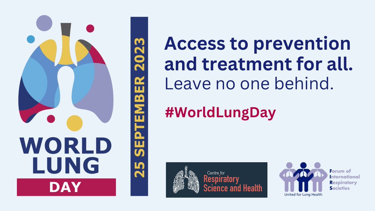 Today is World Lung Day. 
This years theme: Access to prevention and treatment for all. Leave no one behind.

#CRSH #RMIT #FIRS #WorldLungDay #COPD #RespiratoryIllness