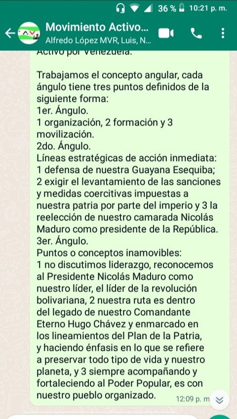 Moisés Rodríguez Castellano #FreeAlexSaab (@moirodriguezve) on Twitter photo Nace el Movimiento Activo por Venezuela con tres líneas de acción inmediata, que son:
1 Sumarnos por la defensa de nuestra Guayana Esequiba.
2 Exigir el levantamiento de las medidas coercitivas y sanciones impuestas a nuestra patria.
3 La reelección del Presidente <a href="/NicolasMaduro/">Nicolás Maduro</a> Nace el Movimiento Activo por Venezuela con tres líneas de acción inmediata, que son:
1 Sumarnos por la defensa de nuestra Guayana Esequiba.
2 Exigir el levantamiento de las medidas coercitivas y sanciones impuestas a nuestra patria.
3 La reelección del Presidente <a href="/NicolasMaduro/">Nicolás Maduro</a>