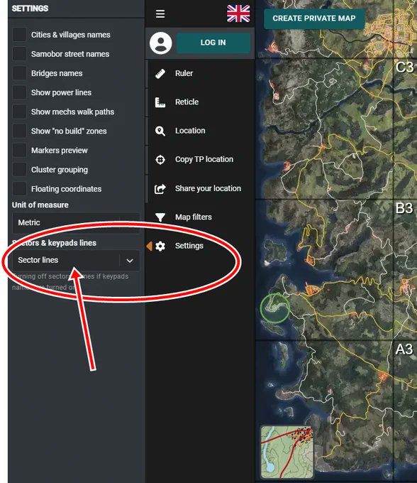 Bee4_2023's tweet photo. #Scum #ScumGame #ScumMap #ScumTips ScumMapサイトでの温度を表示する方法 https://t.co/kOYDSN2vro…Scum-MapのInteractive Map を開いてSettingをクリックして 一番下のSectors & keypads linesをPressすると 一番下にTemperatureがあるのでそれを選択 https://t.co/aKYs1P9GyX