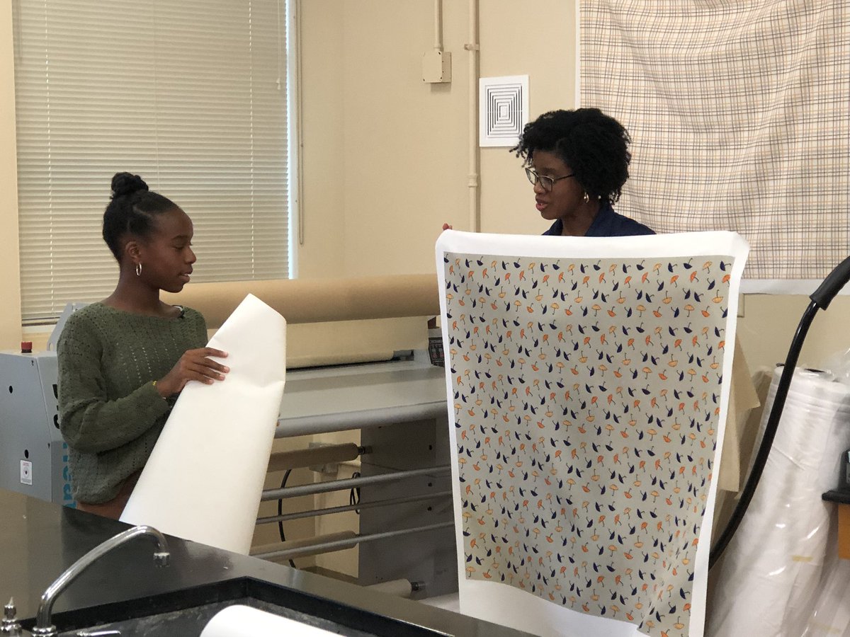 ncatcaes's tweet image. @ncatcaes had a great time welcoming Brielle, her family and N.C. STEM Explorers TV show to Department of Family and Consumer Sciences at @ncatsuaggies! Here, Brielle gets a lesson in making a garment and transferring a digitally- generated pattern onto a piece of fabric. #ncstem