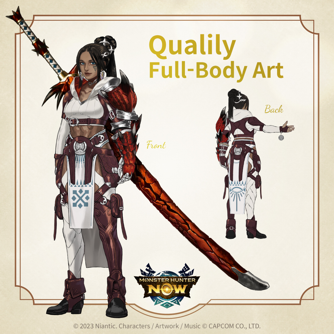Monster Hunter Now on X: ◤◢◤ Introducing Qualily! ◢◤◢ Check out the full  body art for Qualily, the newest character introduced in #MHNow 👀 What do  you think of her unique outfit