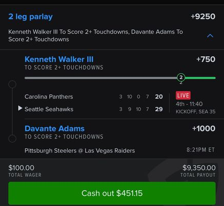 Davante Adams cashes this 2+ TD parlay for $9.3K 