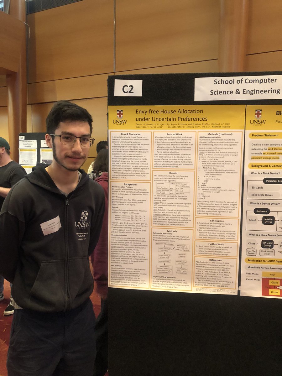 harisazizk's tweet photo. Taste of Research poster presentations at @unsw engineering. My undergrad students Angus and Isaiah did great work to publish research papers based on their internships.

@UNSWCOMPUTING @mashbat6 https://t.co/QQDmG13OEi