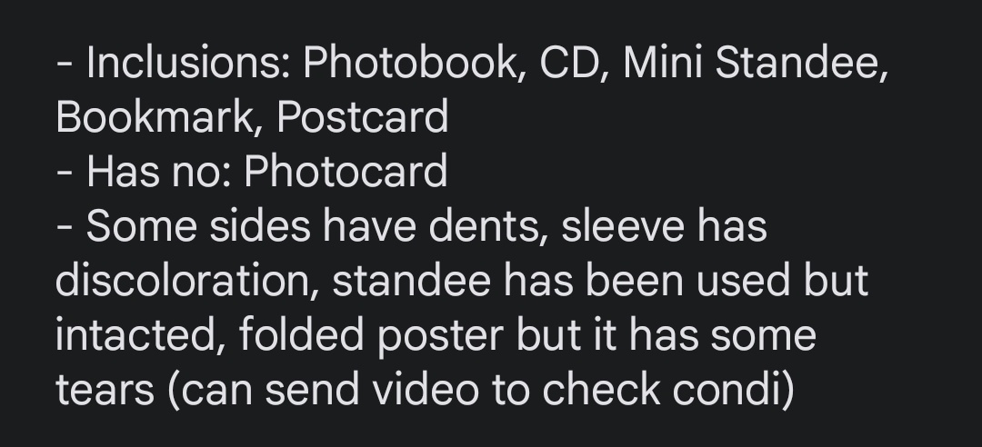 sodaconecart's tweet image. 🛒 #scnsells

Unsealed X1 1st Mini Album (비상 Bisang Ver.) + Plain Pochaco PC Holder 

₱550 + pf + lsf

- Onhand
- PAYO / DOP: 3 days 
- ❌ sensitive buyers

MOP: G-CASH
MOD: GGX

📍Cavite 🇵🇭

‼️dm/reply to claim &amp;amp; for more details