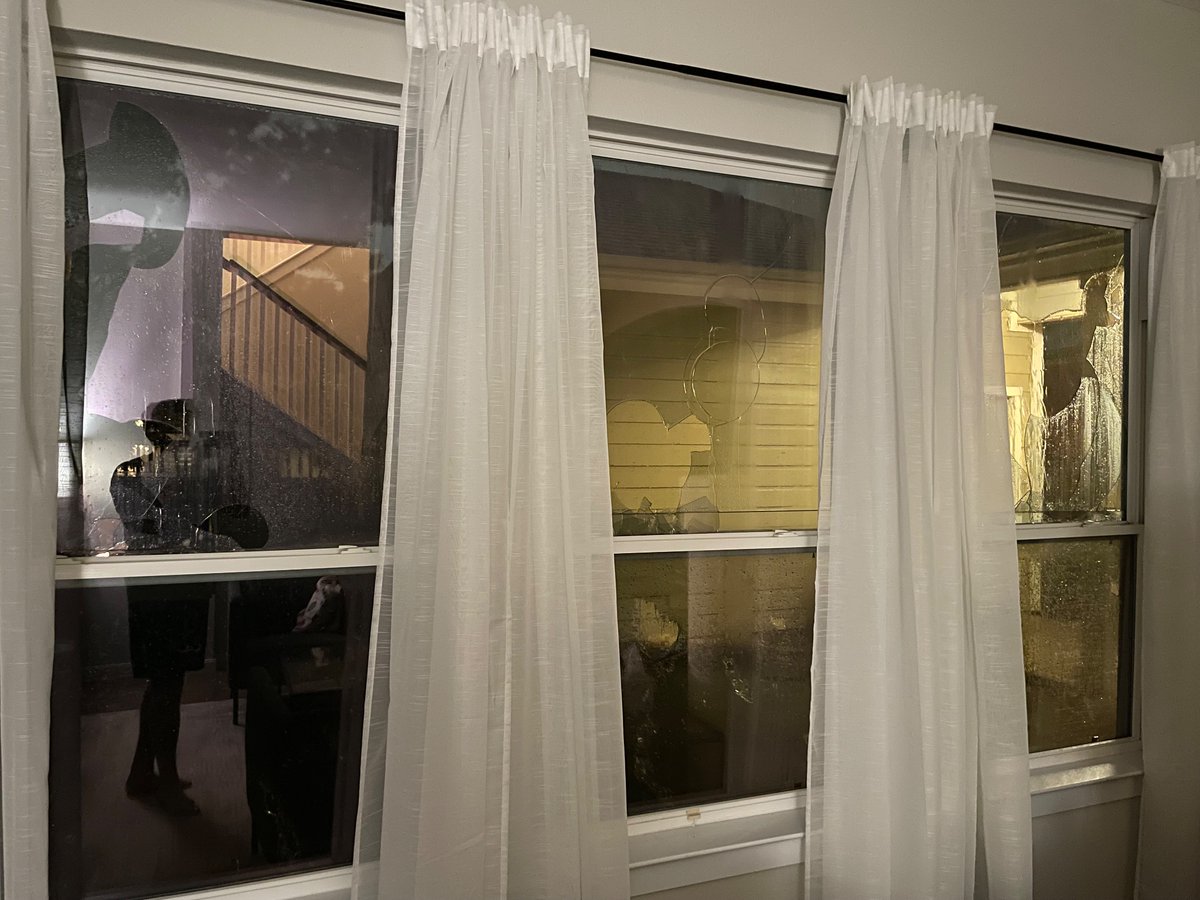 Three windows shattered from the hail storm in Mueller. Tennis ball sized ice #austin #atxwx #ATX