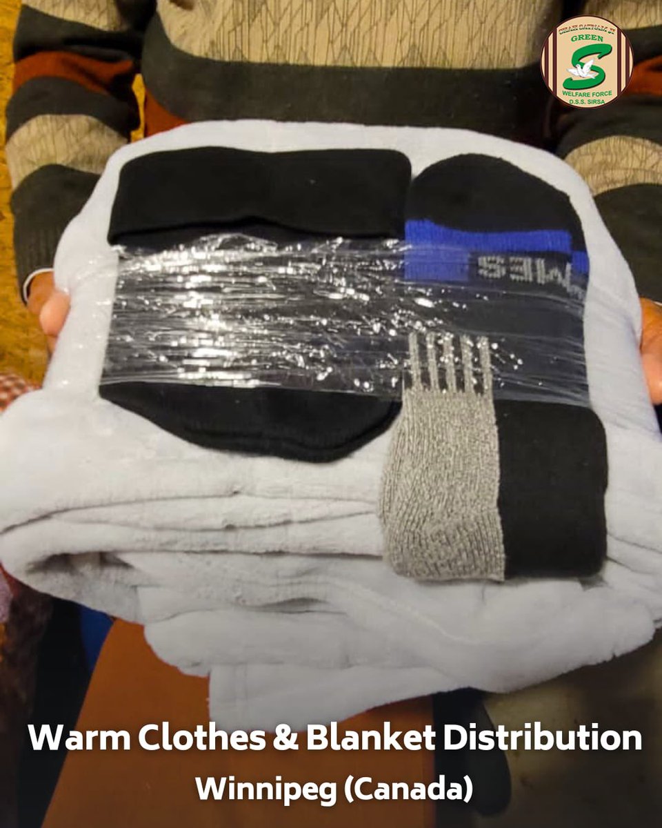 GreenSwelfares's tweet photo. Shah Satnam Ji Green 'S' Welfare Force Wing volunteers from Winnipeg, Canada are on a mission to distribute warm clothing to those who need it most. Let's come together to make this winter season a little bit cozier for our community. Donate warm clothes and be a part of this heartwarming initiative. #WinterWarmth #WarmClothDistribution #DeraSachaSauda