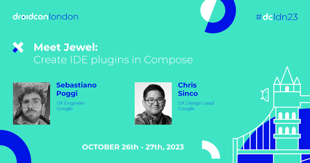 ...and the #dcldn23 speaker list continues with @seebrock3r & @csinco 📣 They will discuss #Jewel – a new library that is an easy way to use #Compose to create #IDE plugins without too many compromises & how to use it to create your own IDE plugins. london.droidcon.com/sebastiano-pog…