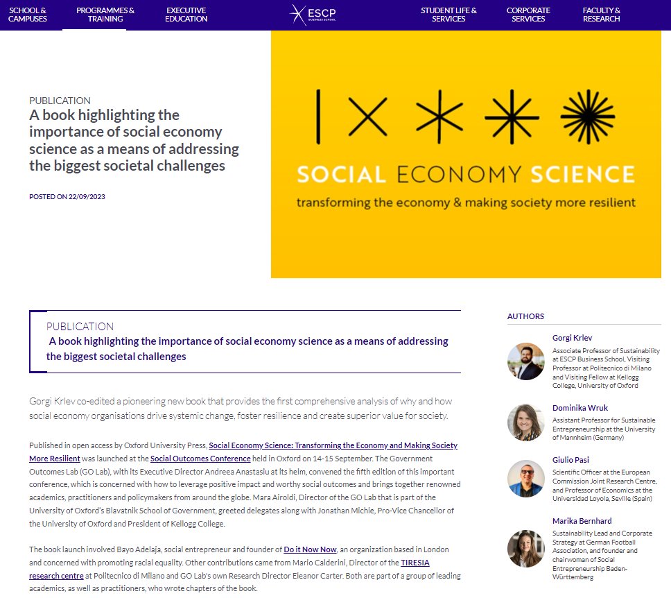 Extensive feature about our book launch! Highlighting key messages, history and supporters of the book.

escp.eu/news/book-high…

#SocialEconomyScience #publication #conference #transformation #resilience #economy #society #sustainability #ESCP #SOC23