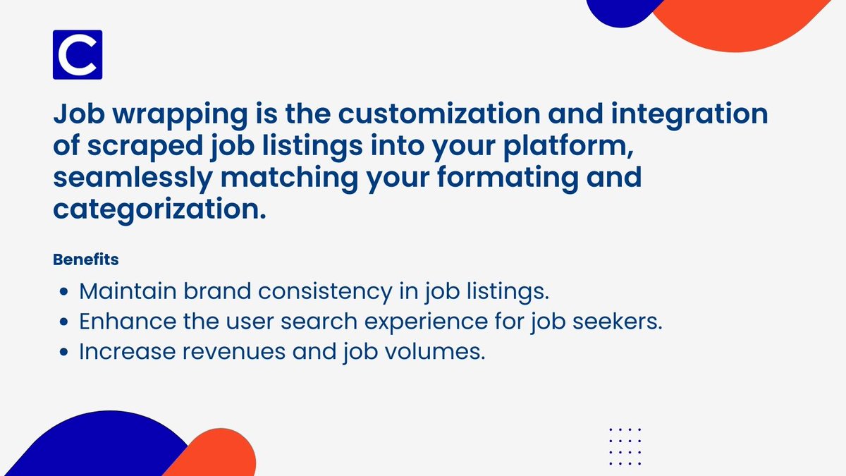 converjit's tweet photo. 🎁 Unwrap the Benefits of Job Wrapping! Job wrapping is all about customizing and seamlessly integrating scraped job listings into your platform's formating and search filters. Elevate your job board game with job wrapping! #JobWrapping #UserExperience #Recruitment https://t.co/2d6jEC2N5H