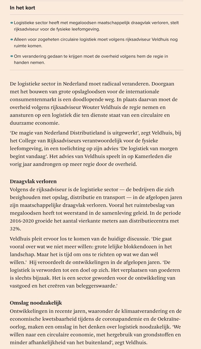 PaulvdVijver's tweet photo. #Verdozing | Rijksadviseur: Overheid moet radicaal ingrijpen in logistieke sector💧Logistieke sector heeft met megaloodsen maatschappelijk draagvlak verloren. Stuur aan op logistiek ten dienste van circulaire en duurzame economie https://t.co/3o63kJhbQx