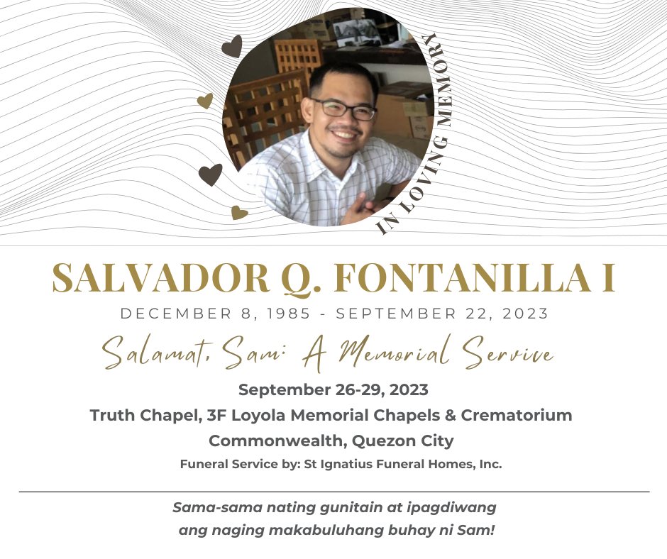 ididobolyuayen's tweet photo. Ating ipagdiwang ang makabuluhang buhay ni Sir Sam!

Narito po ang ilang detalye at paalala para sa ating selebrasyon ng pasasalamat para kay Sir Sam.

Magkita-kita po tayo. Maraming salamat po! https://t.co/S1tRi7DYpL