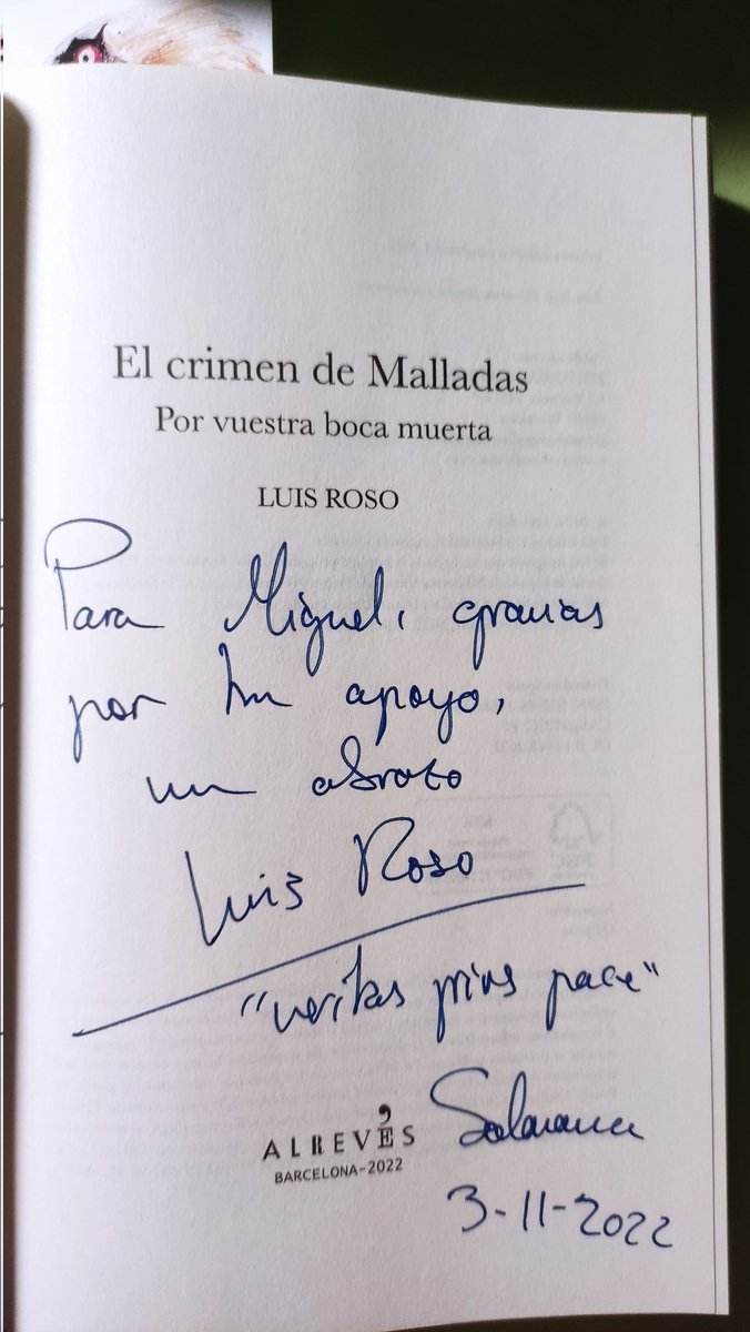 ElPolloDlCorral's tweet photo. Hace casi un año asistí a la presentación del libro de @_LuisRoso #ElCrimenDeMalladas #PorVuestraBocaMuerta presentado en @unamuno por @jambrina_. Anoche acabé la lectura. Conocí la historia poco antes y sigue pareciéndome que la realidad supera la ficción. Muy recomendable https://t.co/BvroEgFZp3