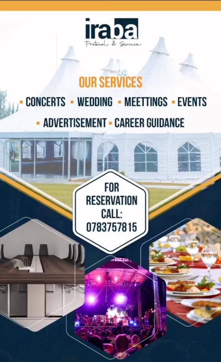 iraba_protocol's tweet photo. @Ssenyonyiderick If you need protocol and service for your event, no matter how big or small, look no further, Iraba Protocol and Services is here for you. Also, if you recommend us, we give you 10% of whatever we agree with the client 🥳🔥 https://t.co/tc3pvb8kE8