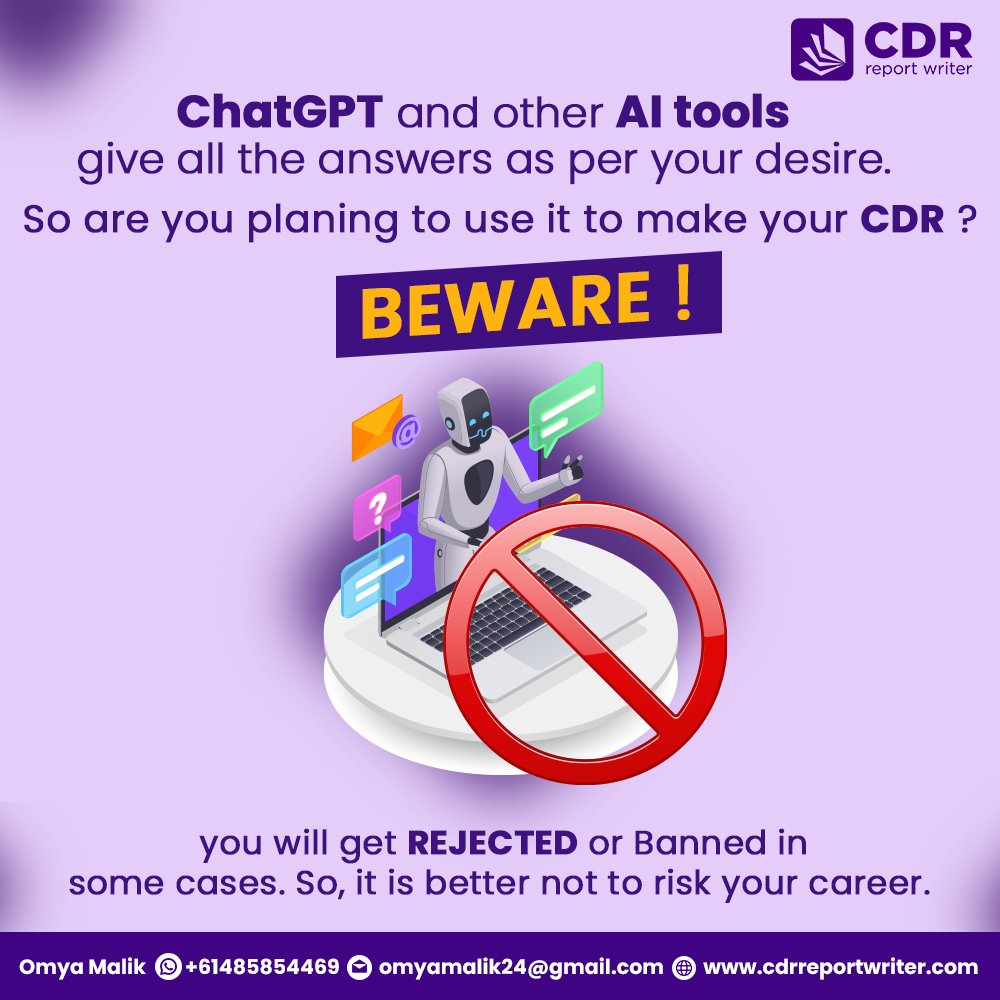 MalikOmya's tweet image. 𝑯𝒆𝒍𝒍𝒐 𝑬𝒏𝒈𝒊𝒏𝒆𝒆𝒓𝒔!!
𝑨𝒓𝒆 𝒚𝒐𝒖 𝒖𝒔𝒊𝒏𝒈 𝑪𝒉𝒂𝒕𝑮𝒑𝒕 𝒂𝒏𝒅 𝒐𝒕𝒉𝒆𝒓 𝑨𝑰 𝒕𝒐𝒐𝒍𝒔🤖?
Stop‼️⛔
That will lead you to a year ban❌😱

#cdr #cdrwriting #AI #skillassessment #bestwritingservice