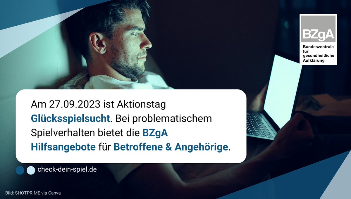 bioeg_de's tweet photo. #Glücksspielsucht belastet nicht nur Betroffene sondern auch Angehörige. Hilfestellung für Menschen mit problematischem Spielverhalten &amp; ihnen nahe stehende Personen bietet die #BZgA. Mehr Infos: https://t.co/a6t3ntvKCq #AktionstagGlücksspielsucht https://t.co/fSer1QXchD