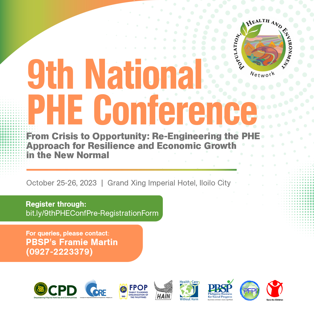 🗓️Save the Dates! Join population, health and environment (PHE) community of practice in this timely discussion of integrated approaches to development. 📢Secure your spot today by registering at bit.ly/9thPHEConfPre-…. #PHEConfIloilo2023 #Population #Health #Environment