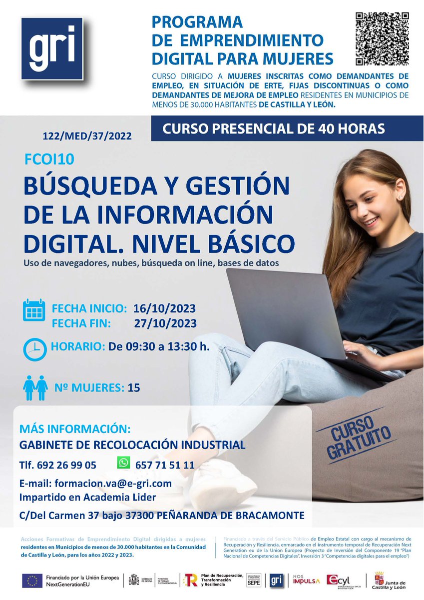 📢𝗣𝗘Ñ𝗔𝗥𝗔𝗡𝗗𝗔 𝗗𝗘 𝗕𝗥𝗔𝗖𝗔𝗠𝗢𝗡𝗧𝗘 | CURSO: BÚSQUEDA Y GESTIÓN DE LA INFORMACIÓN DIGITAL ¡𝗗𝗲𝗹 𝟭𝟲 𝗮𝗹 𝟮𝟳 𝗱𝗲 𝗼𝗰𝘁𝘂𝗯𝗿𝗲!
📲692 26 99 05 / 657 71 51 11
🏡 C/Del Carmen, 37, bajo, Peñaranda de Bracamonte
#Salamanca #PeñarandadeBracamonte #mujer #cursogratis